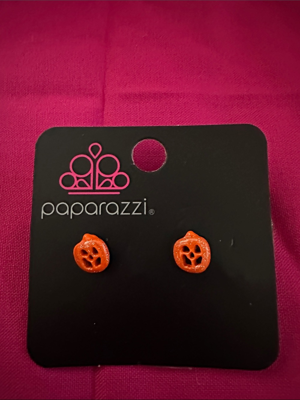 paparazzi Orange Jack-o'-Lantern Kids Stud Earrings